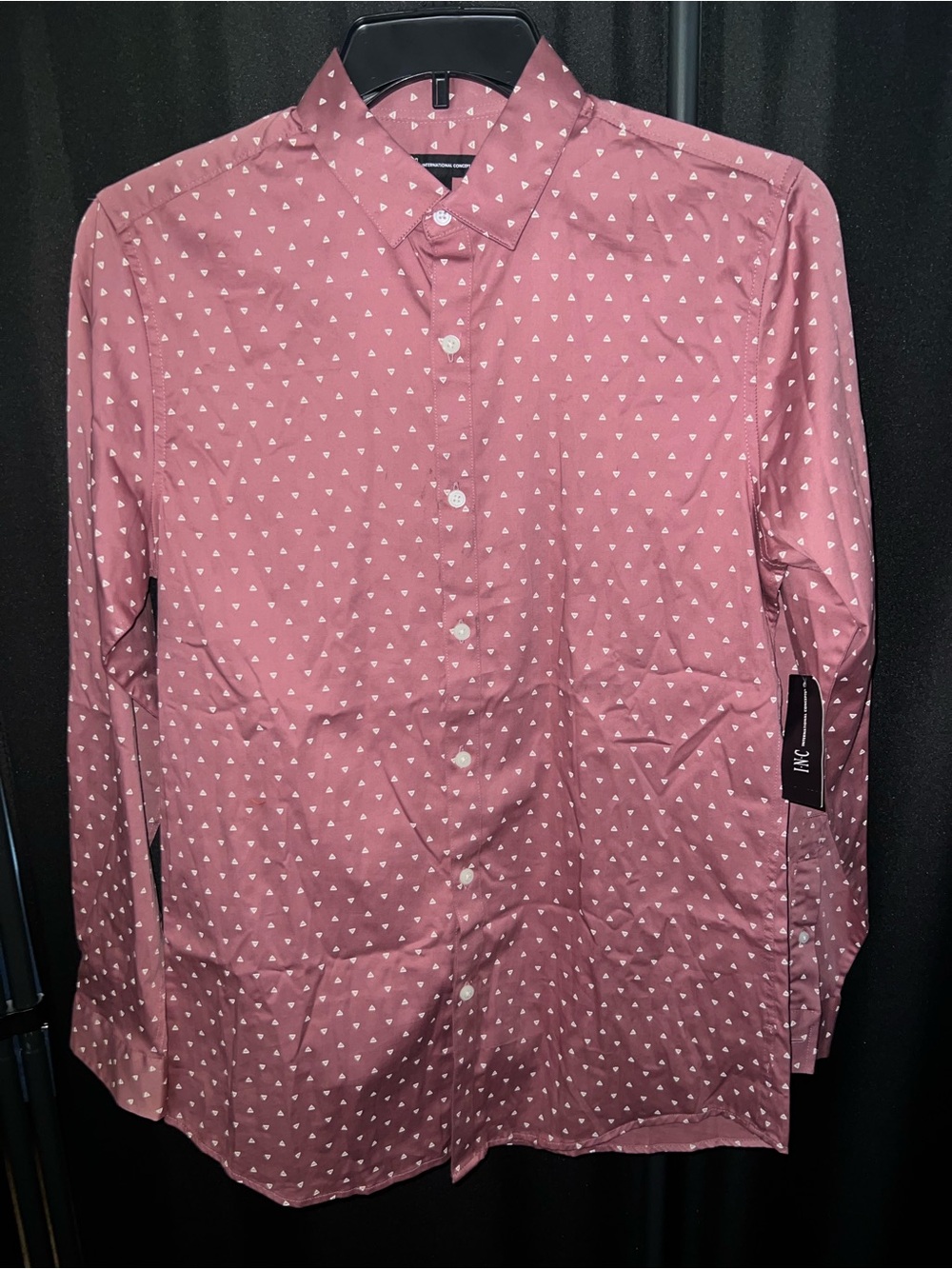 INC International Concepts Dusty Rose Printed Button-Down Shirt